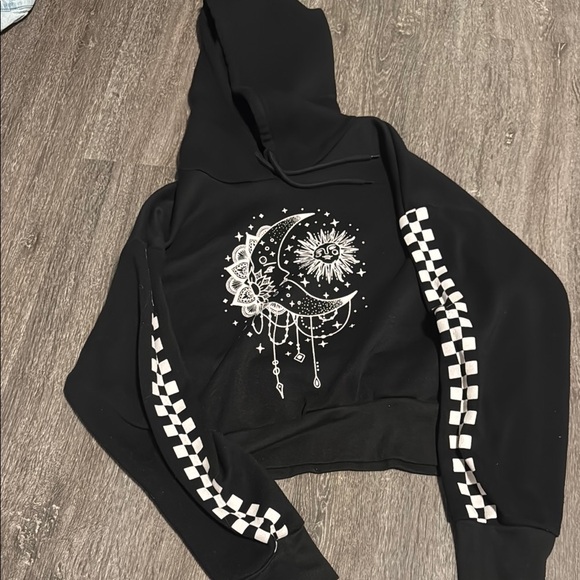 Ardene Jackets & Blazers - Black Hoodie with Moon and Sun Design